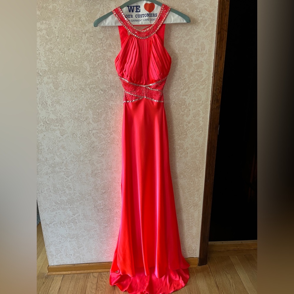Elegant Coral Evening Gown